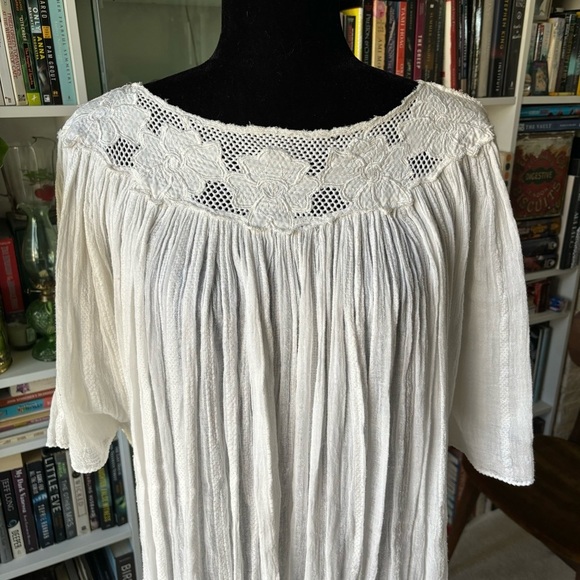 Vintage  70s boho cotton gauze viscose caftan/ tent style summer festival dress - Picture 3 of 12